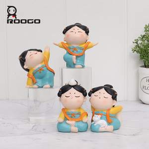 Roogo Tang <span class=keywords><strong>Dynasty</strong></span> รูปสุภาพสตรีเรซิ่นตกแต่งบ้านเครื่องประดับรูปแกะสลักขนาดเล็กน่ารัก - Product Image 3