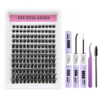 Kit de Cils en Grappes DIY en Gros – Extensions de Cils Individuels avec Colle, Scellant, Pince à Épiler et Brosse – Faux Cils Segmentés