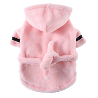 Peignoir pour chien en flanelle de polyester uni, moderne, pour bouledogues français et chatons de petite/moyenne taille, style hôtel, toutes saisons, vêtements pour animaux de compagnie