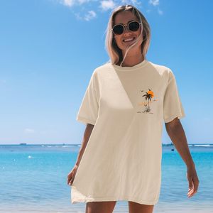 T-shirt graphique oversize d'été pour femme FOXA, en coton respirant, idéal pour les vacances à la plage, motif California Adventure - Product Image 4