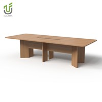 Table de conférence rectangulaire moderne en bois avec base en caisson pour salle de réunion