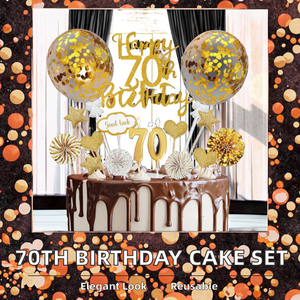 Adorno <span class=keywords><strong>de</strong></span> Pastel Reutilizable <span class=keywords><strong>para</strong></span> 70 <span class=keywords><strong>Cumpleaños</strong></span>, <span class=keywords><strong>para</strong></span> Mujeres y Hombres, Juego <span class=keywords><strong>de</strong></span> Decoración Dorada <span class=keywords><strong>de</strong></span> 20 Piezas con Velas <span class=keywords><strong>de</strong></span> <span class=keywords><strong>Cumpleaños</strong></span> - Product Image 2