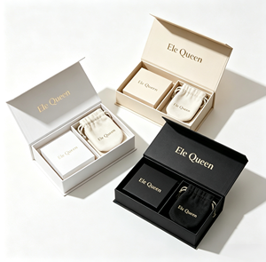 Luxurious Rectangle Rigid Cardboard Magnetic Jewelry <b>Box</b> with Custom Logo for Necklace and Bracelet Gift-EleQueen EQ3084 Drawer - Product Image 4