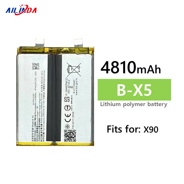 Wholesale High Quality B-X5 Mobile Phone Battery for VIVO X90 New Upgraded 4810mAh 7.78V Double Battery Cell