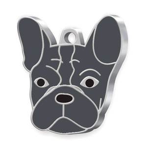 Placa de Identificación para Perro, Diseño Bulldog Francés, Metal Gris, Adorno para Collar de Mascotas - Product Image 1
