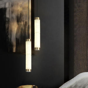 Lustre de chevet en marbre naturel espagnol Restaurant de luxe bar Chambre à coucher principale Designer Porche d'entrée Suspension suspendue - Product Image 4