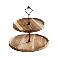 Support à gâteaux rond à 2 niveaux pour mariage, présentoir vertical, plateau de service, support à cupcakes en bois