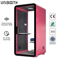 Cabine insonorisée UNIBOOTH Interior Sleek 33dB, ignifuge ISO 23351, montage rapide, silencieuse, pour salle de formation, hall, commande en gros