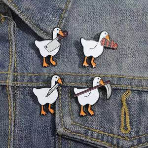 Tùy Chỉnh Dễ Thương Kim Loại Men Cứng Biểu Tượng Cho Ve Áo Pin Đáng Yêu Động Vật Phim Hoạt Hình Mèo Ngỗng Dao Huy Hiệu Cho Lễ Hội Kỷ Niệm - Product Image 1