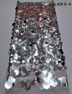 Diseño Novedoso, Ecológico, Sexy, Proveedor de Confianza, Tela de Malla con Encaje Festoneado, Lentejuelas Africanas de Nigeria, 5 Yardas, Alta Calidad, 100% - Product Image 4