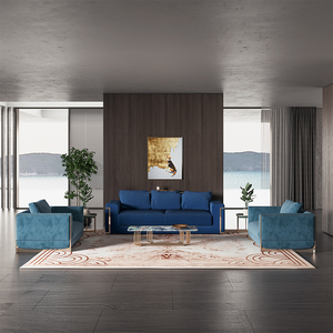 Luxury 3 Seater <b>for</b> Living Room Set Furniture Modern Luxury Italian Blue Velvet Set Furniture RC-SF-03-CLIFTON Italian Set - Product Image 1