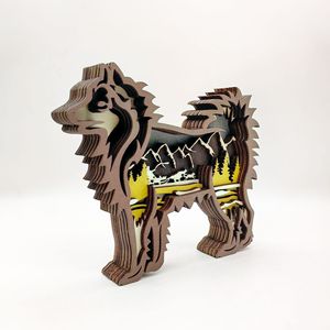 Wood Carved Hunting Dog Craft Multi-Layer Hollow Wooden Hound <b>Ornament</b> Creative Home Decor Wooden Hound Sculpture for Tabletop - Product Image 3