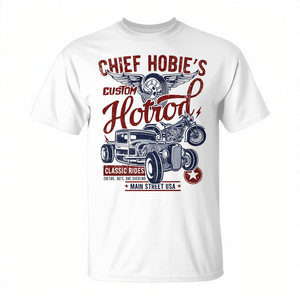 T-shirt haut de gamme Chief Hobie's Hotrod Classic Rides au design vieilli - Product Image 2