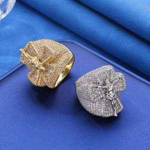 925 Sterling Silver Iced Out Cross Moissanite <b>Ring</b> VVS Bling Hip Hop Jesus <b>Ring</b> Pass Diamond Tester GRA Certified - Product Image 4