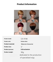 Perruque courte en cheveux humains de style pixie pour femmes noires, perruque courte en cheveux humains noire et blonde pour femmes, perruque courte à mèches superposées