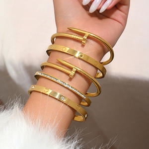 All'ingrosso diamante 18K placcato oro Non appannato alla moda <span class=keywords><strong>Gold</strong></span> gioielli braccialetti in acciaio inox braccialetto per le donne ragazze - Product Image 3