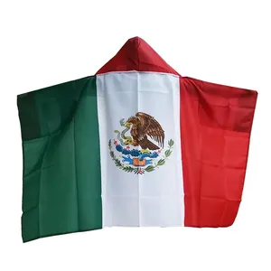 Grosir semua negara penggemar olahraga bendera Meksiko tubuh bendera jubah Meksiko dengan syal