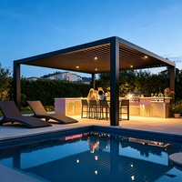 Pergola bioclimatique imperméable, gazebo motorisé à lames automatiques, pergola extérieure en aluminium