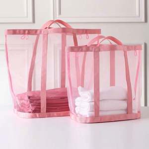 Panier à linge mural en maille de nylon durable, élégant panier à linge mural pour salles de bain et chambres - Product Image 6