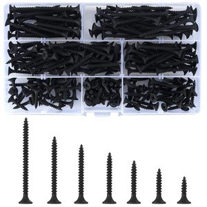 Jeu de vis autotaraudeuses à tête fraisée noire pour bois M3.5 en acier au carbone, 220 pièces, qualité construction A - Product Image 5