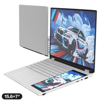 Ordinateur portable à double écran avec clavier AZERTY personnalisé 15,6 pouces + 7 pouces IPS, tout neuf, professionnel, 16 Go de RAM, 128/256/512 Go, SSD 1 To