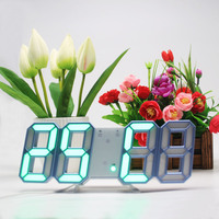Horloge numérique LED 3D déco murale Horloge de table électronique réglable en mode nuit lumineuse Décoration de salon Horloge LED