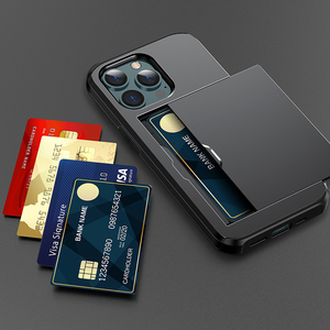 Mẫu Mới TPU + PC <span class=keywords><strong>Slider</strong></span> Cover Thẻ Tín Dụng Khe Cắm Ví Điện Thoại Cho iPhone 13 - Product Image 4