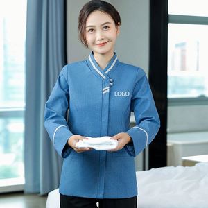 Uniforme de travail personnalisé pour le personnel d'entretien hôtelier, manches longues, imprimé et brodé, pour les femmes de chambre - Product Image 1