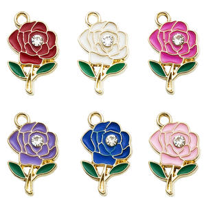 Accessoires de bijouterie DIY en cuivre brillant rose à 6 couleurs, effet goutte d'huile, LED, pendentif pour chaîne de téléphone portable, porte-clés, matériau sûr pour poupée - Product Image 1
