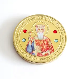 Profesional de fábrica de estampado de metal oro taladro de agua religiosa cristiana monedas de desafío