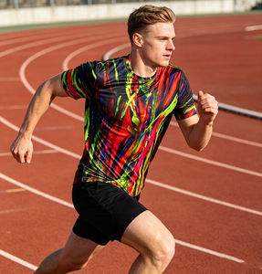 T-shirt Riflettente Personalizzata di Alta Qualità per <span class=keywords><strong>Uomo</strong></span>, Abbigliamento Sportivo Notturno, Maglietta a Rapida Asciugatura con Stampa Fluorescente, Maglia da Corsa - Product Image 2