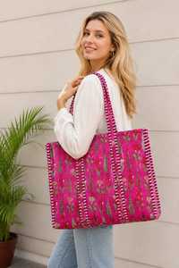 Sac fourre-tout en coton à motif floral pour femmes, sac à bandoulière imprimé 16x16 pouces, réutilisable, de haute qualité, pour les courses au supermarché - Product Image 3