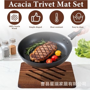 Wood Heat Resistant <b>Placemat</b> 0.47 Inch Round Square Bowl Mat Traditional Chinese Design <b>Table</b> Pad - Product Image 2