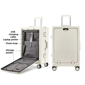 Valise de cabine à ouverture frontale avec porte-gobelet USB, cadre en aluminium, compartiment pour ordinateur portable et serrure à combinaison, pour le voyage - Product Image 4