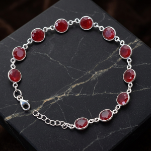 Pulsera de Cadena Clásica de Plata de Ley 925 para Mujer, Chapada en Rodio, con Rubí, Cuarzo, Topacio, Diamante, Perla y Acabado en Oro Rosa - Product Image 3