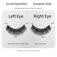 Cils noirs à bandes, longueurs mixtes naturelles 14mm, bande transparente invisible, effet œil de chat, faux cils en fourrure 3D, réutilisables - Faits à la main 0.03mm