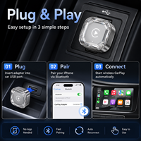 Adaptateur sans fil Mini CarPlay & Android Auto avec commande vocale, prise en charge du volant, dongle USB-C pour iPhone et Android