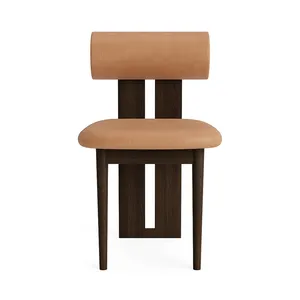 2024 High End özel Boucle kadife deri yemek sandalyesi orta yüzyıl Modern katı meşe ahşap yemek odası mobilyası