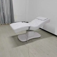 Meubles de salon de beauté blancs en cuir, lit de spa facial électrique, table de massage moderne à 3 moteurs, cadre en acier inoxydable, haute densité
