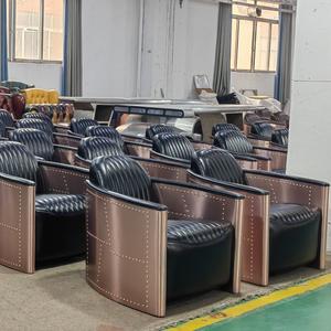 كرسي من الجلد الكلاسيكي العتيق لصالة الطيارين لغرف النوم وصالات السيجار ونوادي الويسكي KTV للجلوس أثاث على الطراز العتيق - Product Image 5