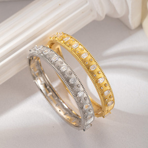Gold And Silver Geometric <b>Bangle</b> With Zirconium Inlay Claw Setting Fashion Jewelry Spring 2026 Yiwu Origin - Product Image 4