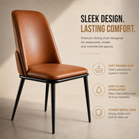 Silla de Comedor Moderna de Lujo para Restaurante, Tapizada en Cuero PU Ergonómico, Patas de Metal, Silla Comercial para Hotel y Banquetes
