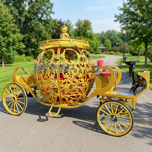 Chariot de balade en forme de citrouille doré, électrique, pour 6 personnes, avec sièges rouges, pour mariage et visites touristiques, style Cendrillon - Product Image 1