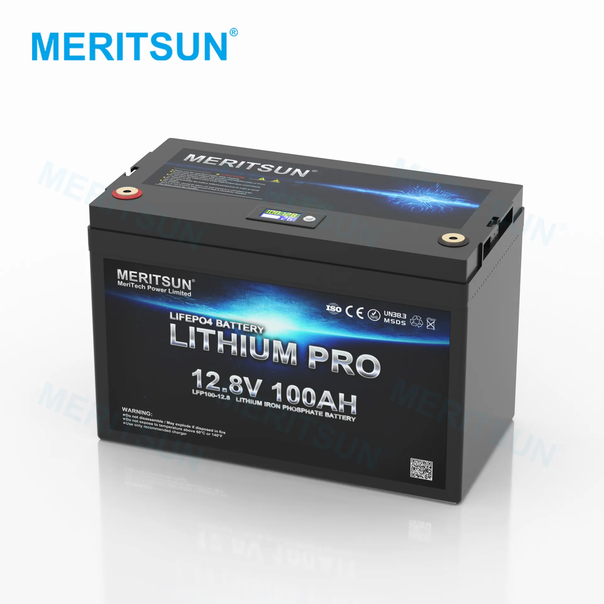 Baterai Lithium Isi Ulang Kedap Air Kapasitas Tinggi 12V 100AH LiFePO4 Baterai Ion Lithium dengan Indikator LCD
