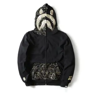Teenagers custom hoodie printing shark thin cardigan sweater autumn and winter men's hooded jacket