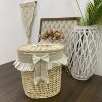 Panier de rangement en osier et rotin de fournisseurs bon marché avec couvercle pour solution d'organisation du linge