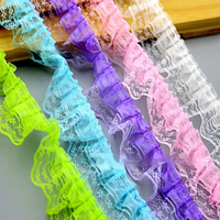 Ruban en tulle maillé de 4,5 cm, dentelle française, garniture plissée double couche, style doux, accessoire de bricolage, bordure de jupe de poupée, vente en gros