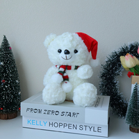 Ours en peluche mignon avec chapeau de Noël, rembourrage en coton PP, taille 11-30 cm, cadeau de vacances pour amis - Vente chaude