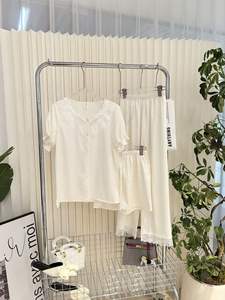 Pyjamas ensemble femmes été 2025 nouveau doux et beau vent <span class=keywords><strong>short</strong></span> à manches courtes trois ensembles de vêtements de maison - Product Image 6