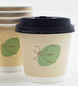 Gobelets à café jetables en papier recyclé écologique, à double paroi ondulée imprimée, avec barrière thermique et demi-manchette - Product Image 2